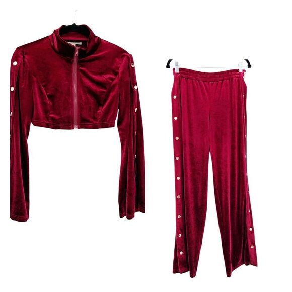 Hot and Delicious Red Tear-Away Crop TrackSuit Set Size Small - Picture 1 of 16